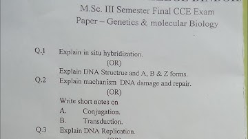 M.sc 3rd semester question paper genetic molecular biology rdvv university ke liya @Neelesh
