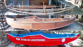 Making a Motor Boat (15 DAYS TIMELAPSE) | Filipino Fisherman Build a Boat |  Bangkang de Motor