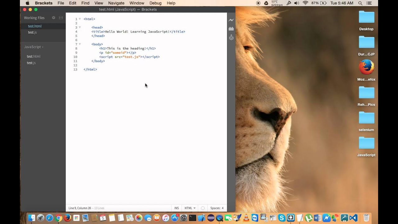 javascript brackets ide YouTube
