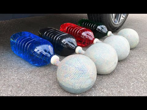 Experiment Car vs Big Balloons Orbeez, Giant Coca Cola, Fanta, Mtn Dew and Mentos | Test Ex