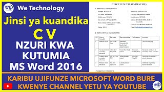 Jinsi ya kuandika CV nzuri  katika maombi ya kazi yako 2021.