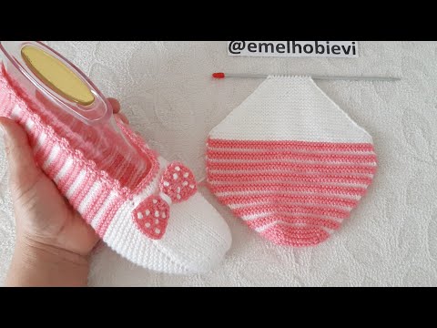 Bu Sefer Patiğe Topuktan Başlayalım / Very Easy Knitting Slippers / İki Şişle Dikişsiz Kolay Patik