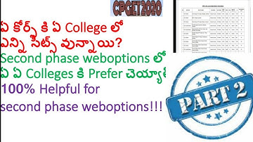 CPGET 2020 | Number of seats available in each college course wise - Part 2