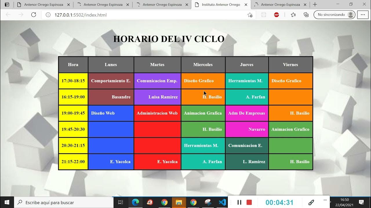 Horario en Html Parte 4 YouTube