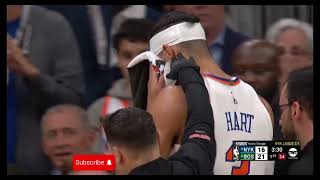 JOSH HART WITH AN ACCIDENTAL ELBOW FROM LUKE KORNET