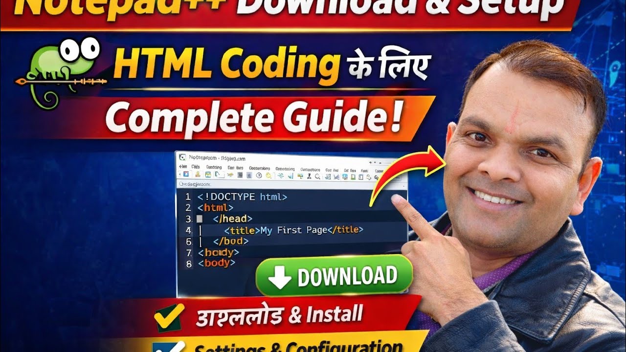 Part-4 Notepad++ में HTML Coding कैसे करें | Installation से ...