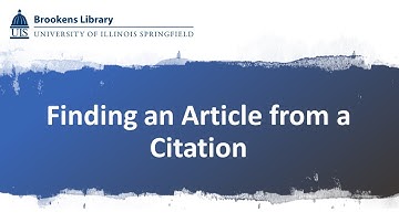 Finding Articles with a Citation