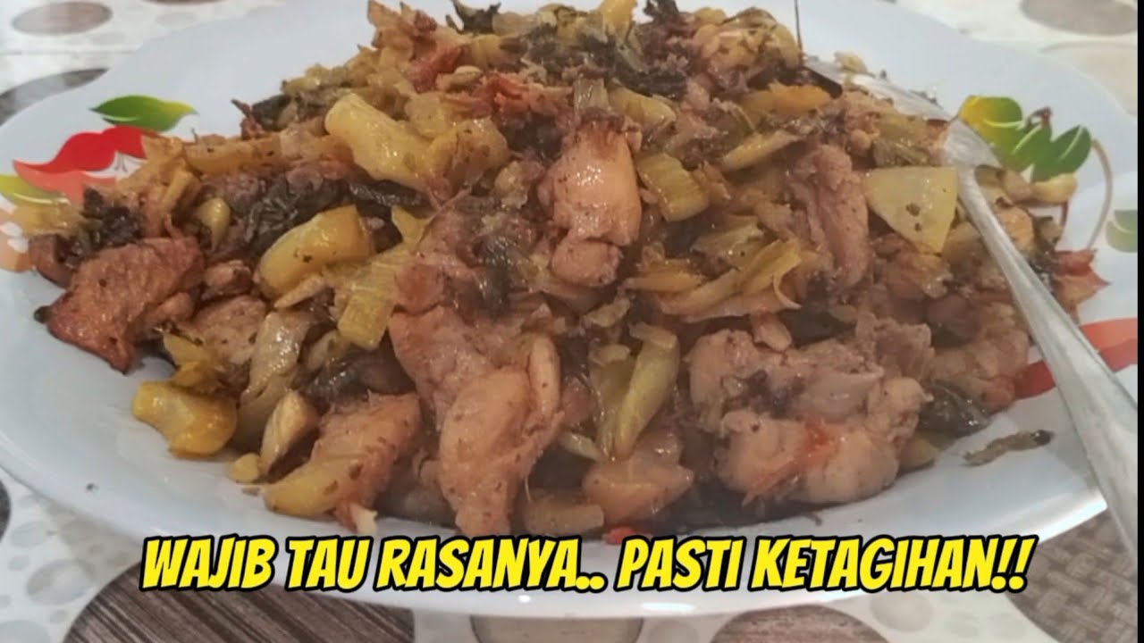 Wajib tau rasanya.. pasti ketagihan!!//RESEP TUMIS SAWI ASIN DAGING AYAM ENAK...