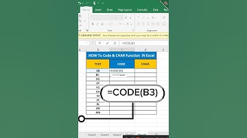 How To Use Code  & Char Function In Excel #spreadsheetformula #spreadsheetformula #shortfeed