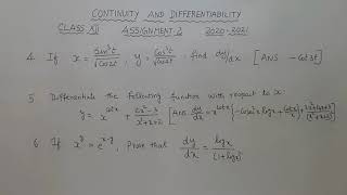 ASSIGNMENT 2 - CONTINUITY  AND DIFFERENTIABILITY