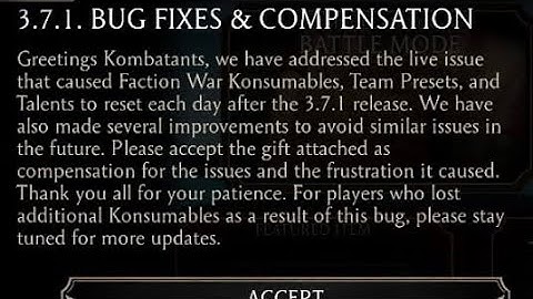 MK Mobile 3.7.1 BUG FIXES & COMPENSATION REWARDS. Thanks Raiden & MK Mobile Team