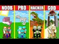 Minecraft Battle: DINO HOUSE BUILD CHALLENGE - NOOB vs PRO vs HACKER vs GOD Animation JURASSIC PARK