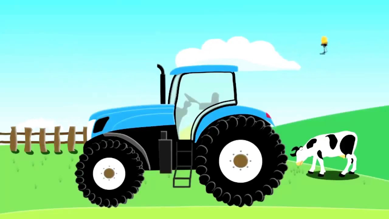 Синий трактор для малышей год. Габор синий трактор. Трактор мультяшный.