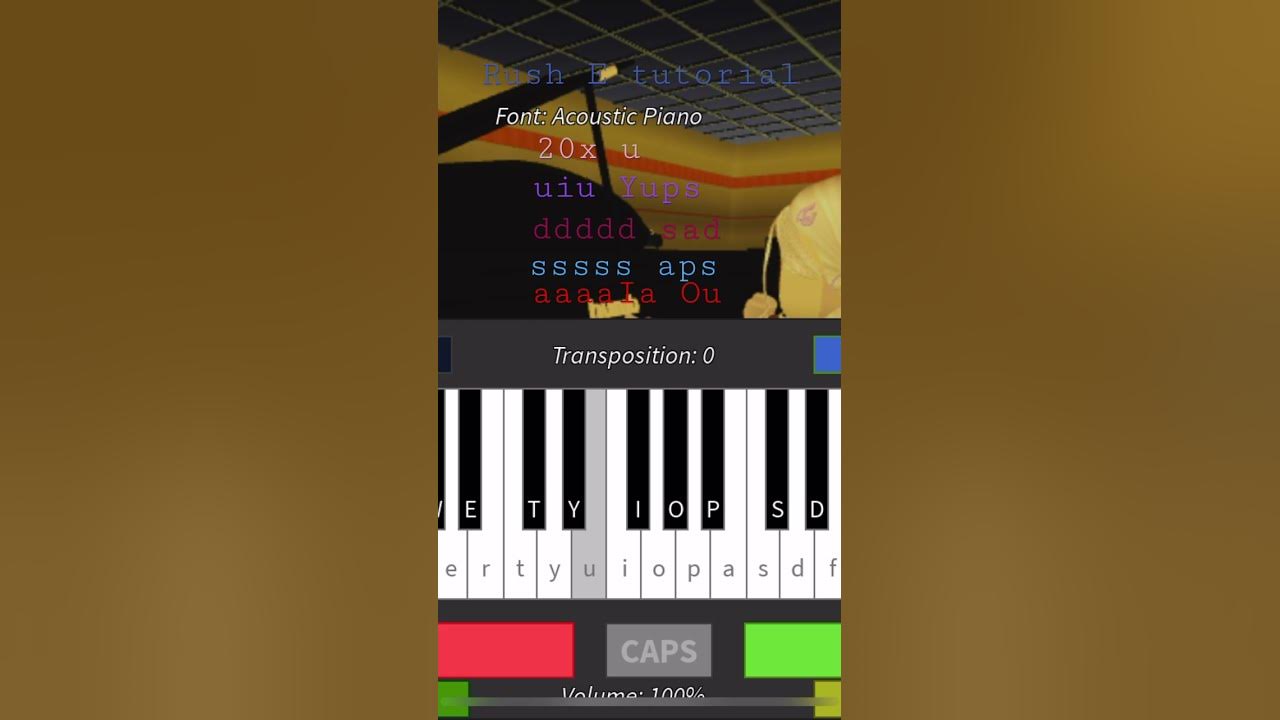 Rush E tutorial game:Digital piano (Roblox) #rushE #piano #music #