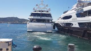 Undock superyacht Silver Angel in Porto Cervo Sardegna.