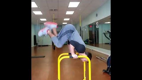 Equalizers. Triceps dips, abs into handstand.