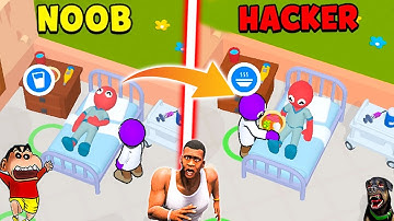 SHINCHAN NOOB vs PRO vs HACKER in Idle Health Resort with FRANKLIN & CHOP | DREAM SQUAD