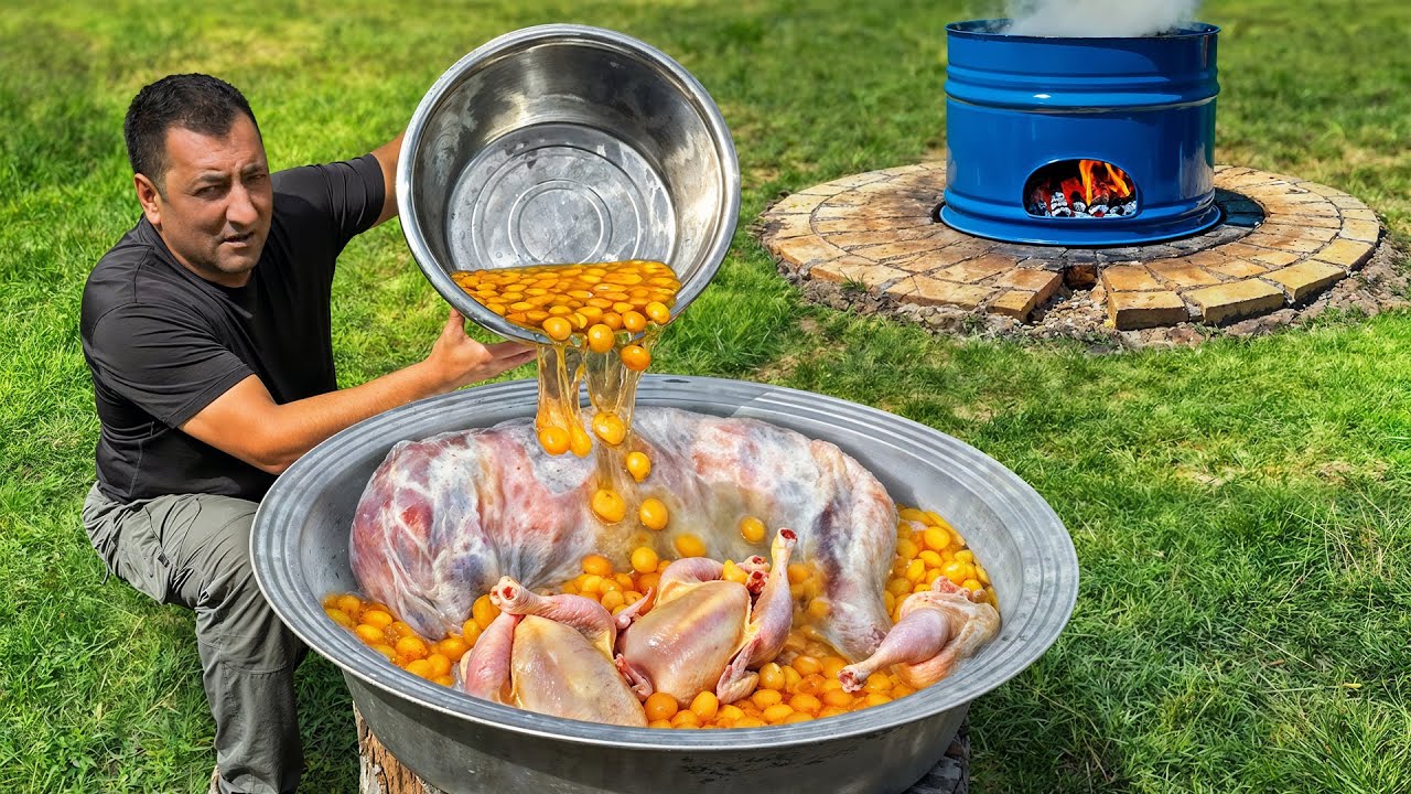 كيف حضرنا 100 بيضة مع لحم العظام في الريف الأذربيجاني!