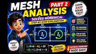 Mesh Analysis Explained Part 2 | Solved Numerical Using KVL | Step-by-Step Animation ⚡