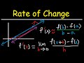 Average and Instantaneous Rate of Change of a function over an interval & a point - Calculus