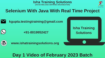 Selenium with Java  Day 1 Video On 14th Feb 2023. Call or WhatsApp us on +91-8019952427 to Enroll