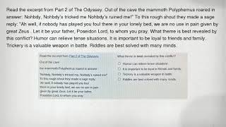 Read the excerpt from Part 2 of The Odyssey Out of the cave the mammoth Polyphemus roared in answer