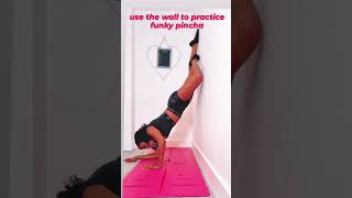 Funky pinch #wallyoga practice #yoga #foryou #howto #yogalife #yogi #yogatutorial #pilates #yogalove