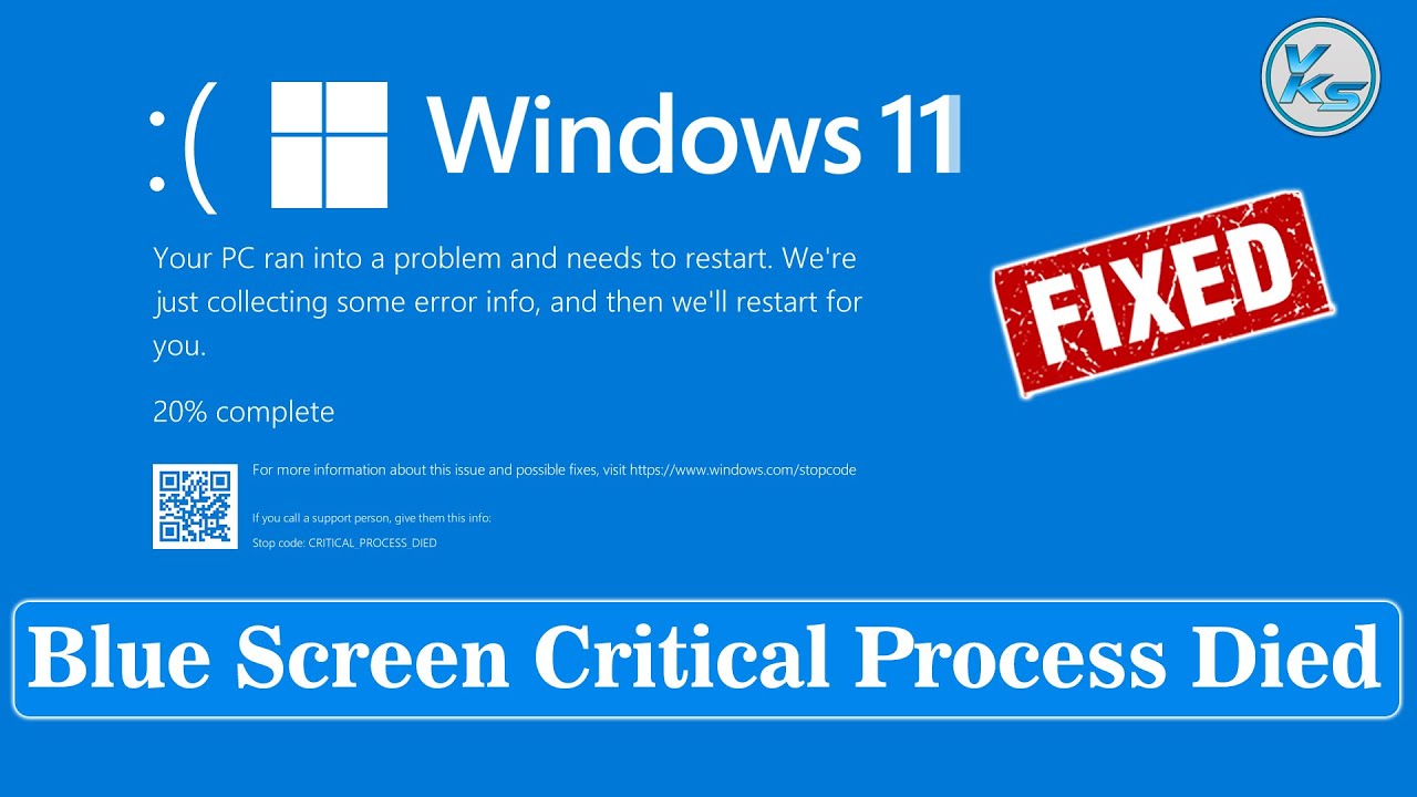 How To Fix Windows 11 Blue Screen Error Critical Process Died Complete Solution Youtube