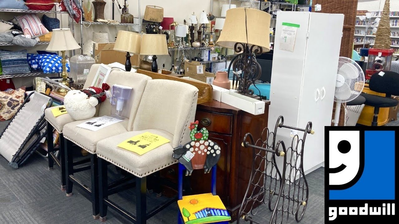 GOODWILL SHOP WITH ME FURNITURE ARMCHAIRS COFFEE TABLES DECOR KITCHENWARE SHOPPING STORE WALKTHROUGH