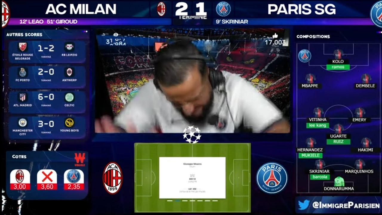 (Ac Milan 2-1 Psg) l'immigré parisien péte un câble 😂