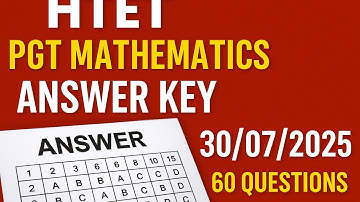 HTET PGT Mathematics Exam Answer key with solution 