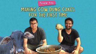 People Try Making Cow Dung Cakes For The First Time | Ft. Kanishk | Ok Tested