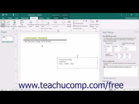 Publisher 2016 Tutorial Mail Merge Microsoft Training