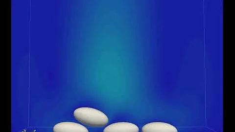 Sedimentation of spheroid particles in a channel (lattice Boltzmann simulation)