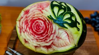 how to carve watermelon | watermelon easy carving | watermelon carving for beginner #fruitcutting