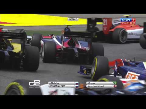 GP2 2014. Austria. Artem Markelov and Andre Negrao Contact