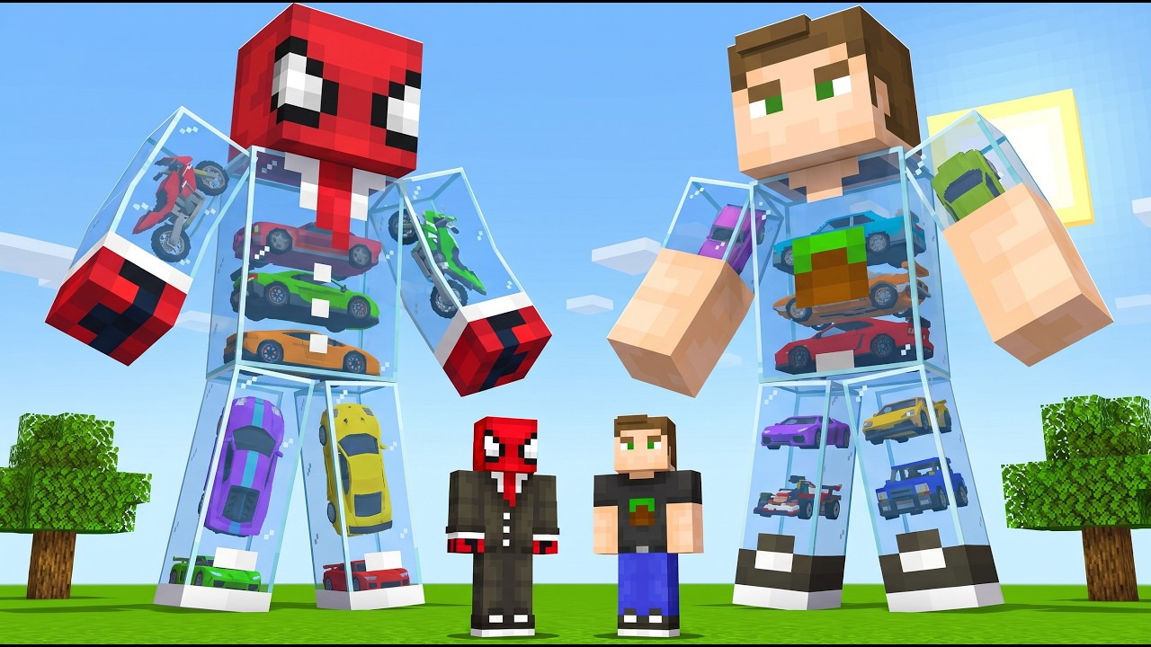 ZENGİN vs FAKİR: Heykel Araba Garajı (Minecraft)