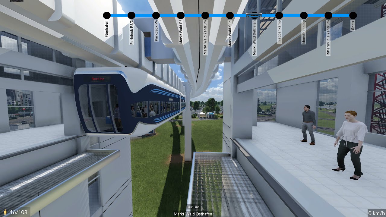 Suspended Monorail - Blue Line - Transport Fever 2