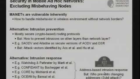 CERIAS Security: Security in Infrastructureless and Decentralized Communication Networks 3/5