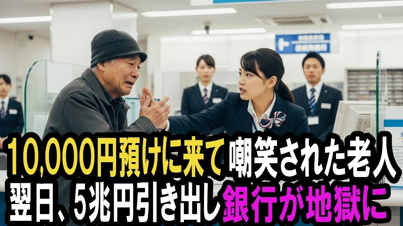 ボロ服で1万円を預けに来た老人を女性行員が嘲笑。翌日、5兆円を全額引き出した瞬間…銀行が地獄になった