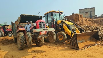 Jcb 3dx Eco Backhoe Machine Loading Mud in Massey 241&1035 Tractors trolley I Jcb cartoon video