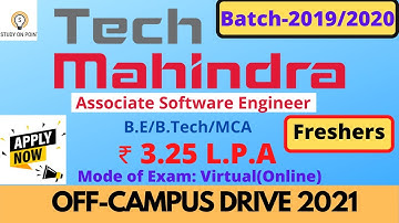 Tech Mahindra is hiring B.E/B.Tech/MCA graduates| Batch - 2019/2020| Off Campus Jobs| SOP Academy