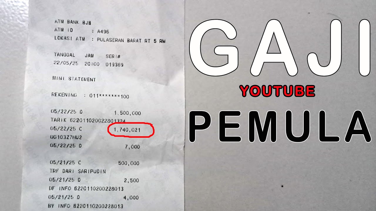 Gaji YouTube Pemula