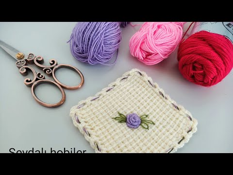 Tunus işi motifi rokoko ile süsleme brazilian embroidery on knitting tunisian  3.video