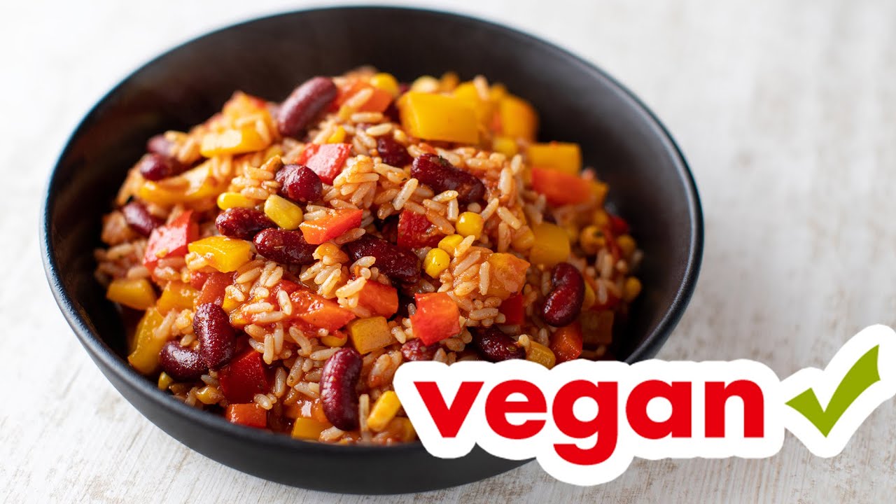 Schneller veganer One Pot Reis mit Paprika, Bohnen und Mais. Lecker ...