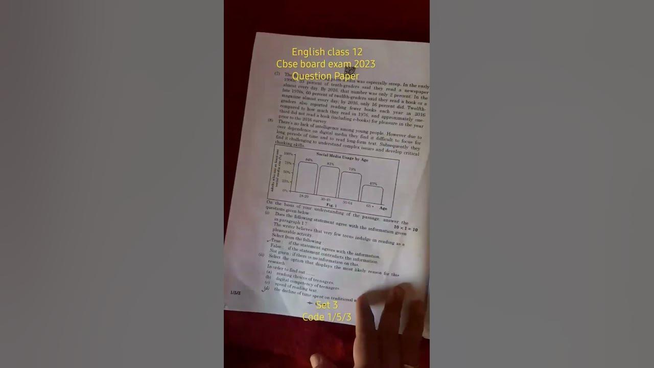 English Cbse board exam 2023 class 12 Question Paper Set 3 Code 1/5/3 cbse exam 2023