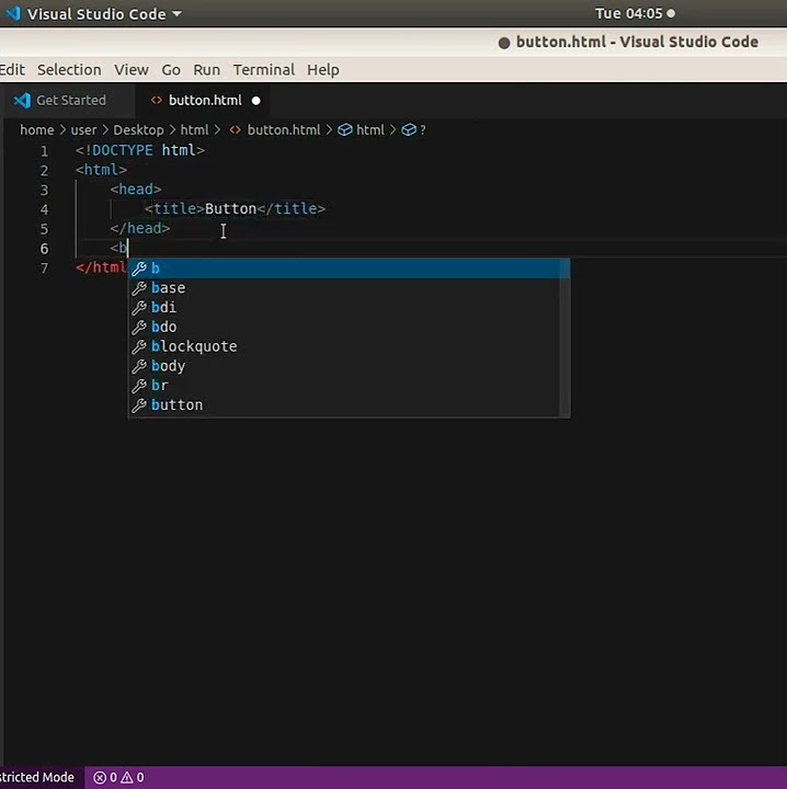 How to add a button in webpage using HTML | VS Code | #shorts - YouTube