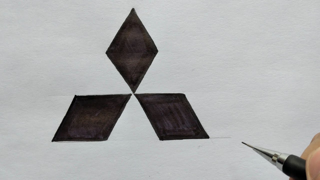 How to draw mitsubishi logo/Cómo dibujar el logo de mitsubishi - YouTube