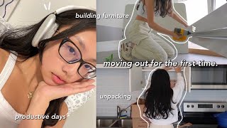 MOVING VLOG  busy days in my life as a uni student: building furniture, unpacking & desk tour