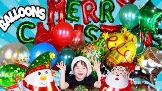 INFLATING our CHRISTMAS BALLOONS! Santa Snowman  decorations | Blowing up Balloons with HELIUM